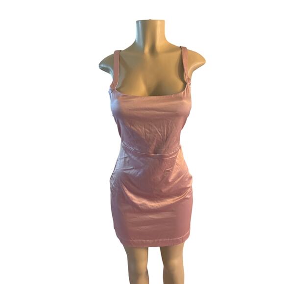 Women M Intimately Free People Satin Pink Mini Dress Lace-Up Open Back - Picture 2 of 6